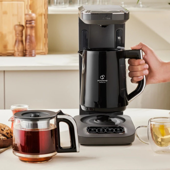 Karaca Çaysever Robotea Pro 4in1 2500 W Space Gray Konuşan Cam Demlikli Çay Makinesi - 3