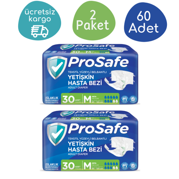 Prosafe Belbantlı Orta Boy (M) Hasta Bezi 60'lı