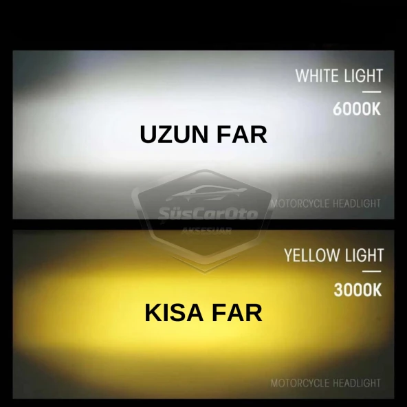 Peugeot Bipper 2008-2022 Uyumlu Mercekli Far Ampulü Led Xenon Çift Renk Sarı-Beyaz Far Şimşek Etkili CSP Led Lamba Uzun Kısa 2 Adet Takım - 7