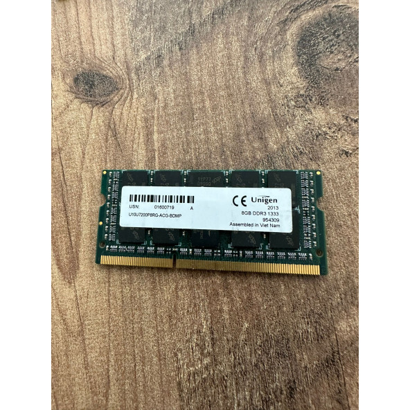 UNIGEN  8GB EEC SOD 2RX8 U10U7200P8RG-ACG -BDMP 1.5V EP3-10600C CL11 SO-DIMM  SERVER RAM BELLEK