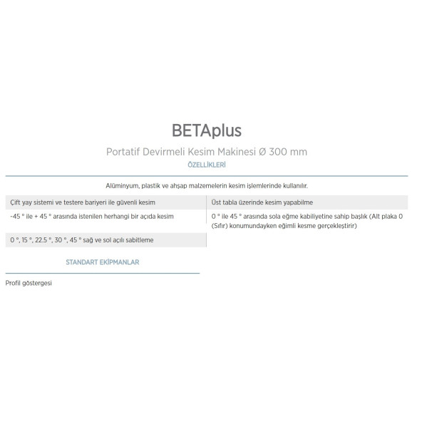 Özçelik Beta Plus 300 mm Portatif Yatarlı Gönye Kesme Makinesi - 4