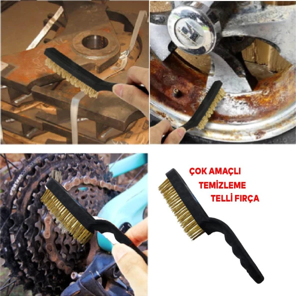 Tel Fırça Plastik Saplı Kir Pas Mangal Barbekü Izgara Çok Amaçlı Temizleme Fırçası No 4 - 3