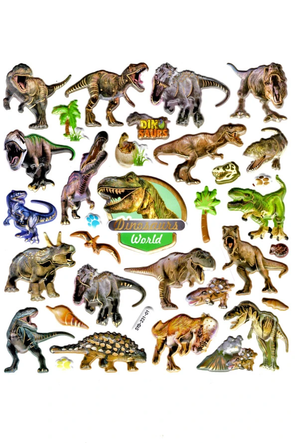 Sticker Kabartmalı Stiker Defter, Planlayıcı Etiket (Syd231-01)-20x18cm - Dinazor Dünyası