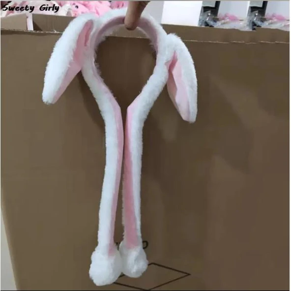 Taç Işıklı Hareketli Kulaklı Peluş Sevimli Tavşan Kulak Kız Çocuk - 2