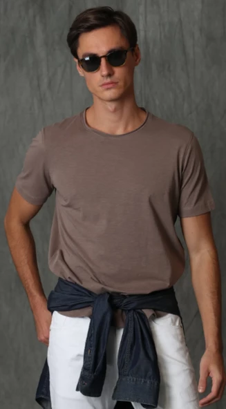 Lufian Junya Erkek Basic Tişört Toprak CCNCavT1902 - Resim 5