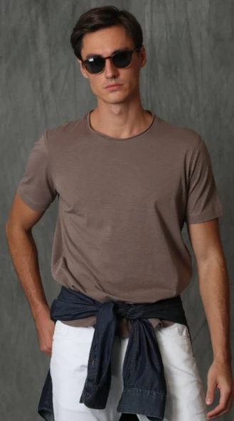 Lufian Junya Erkek Basic Tişört Toprak CCNCavT1902 - Resim 4