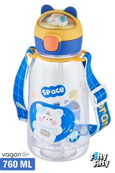 Vagonlife Pipetli 760 ML Boyun Askılı Çocuk Su Matarası 3D Hayvan Figürlü-FFVGN2021-760ML - Resim 5