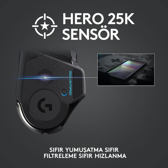 Logitech G G502 LIGHTSPEED 25.600 DPI Yüksek Performanslı Kablosuz Oyuncu Mouse - Siyah OUTLET - 3