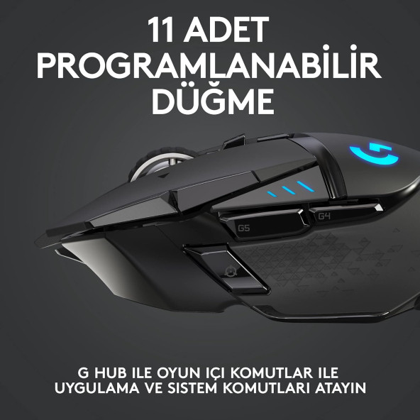 Logitech G G502 LIGHTSPEED 25.600 DPI Yüksek Performanslı Kablosuz Oyuncu Mouse - Siyah OUTLET - 4