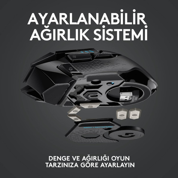 Logitech G G502 LIGHTSPEED 25.600 DPI Yüksek Performanslı Kablosuz Oyuncu Mouse - Siyah OUTLET - 7