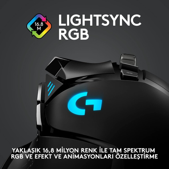 Logitech G G502 LIGHTSPEED 25.600 DPI Yüksek Performanslı Kablosuz Oyuncu Mouse - Siyah OUTLET - 8