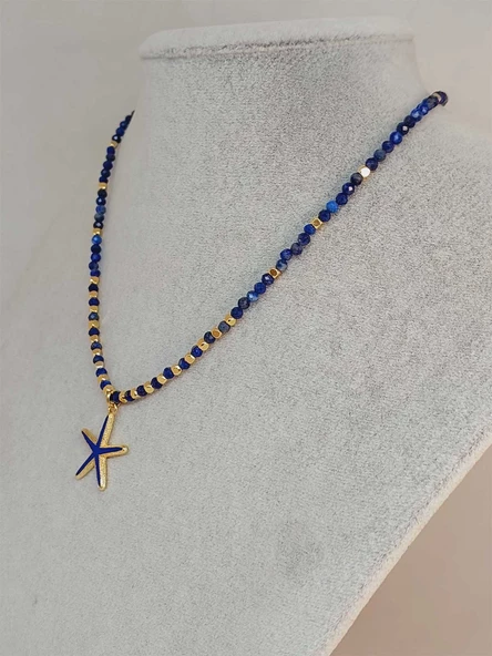 Lapis Taşı 3mm Deniz Temalı Tasarım Kolye  (49814) - Resim 3