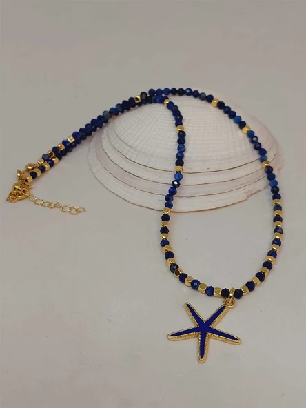 Lapis Taşı 3mm Deniz Temalı Tasarım Kolye  (49814) - Resim 2