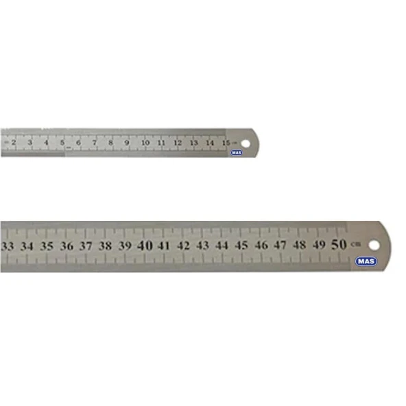 Mas Çelik Cetvel 15 Cm + 50 Cm - 2'li Set