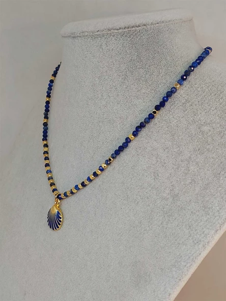 Lapis Taşı 3mm Deniz Temalı Tasarım Kolye  (49812) - Resim 4