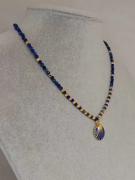 Lapis Taşı 3mm Deniz Temalı Tasarım Kolye  (49812) - Resim 2