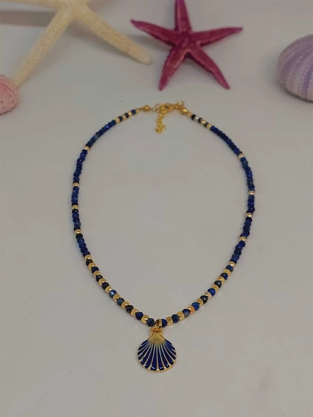 Lapis Taşı 3mm Deniz Temalı Tasarım Kolye  (49812) - Resim 5