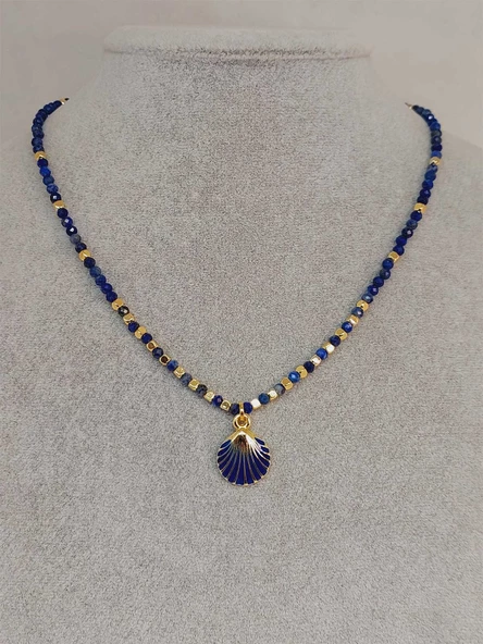 Lapis Taşı 3mm Deniz Temalı Tasarım Kolye  (49812) ürün görseli 1