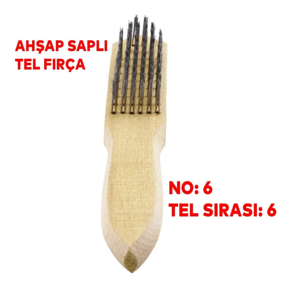Tel Fırça Ahşap Saplı Kir Pas Mangal Barbekü Izgara Çok Amaçlı Temizleme Fırçası No 6 - 4