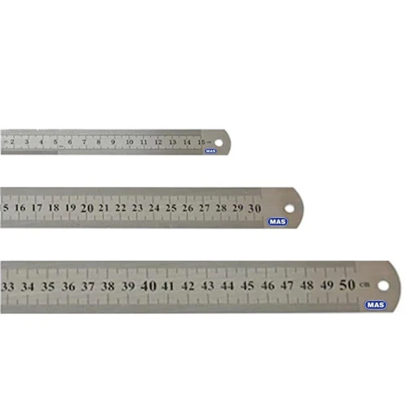 Mas Çelik Cetvel 15 Cm + 30 Cm + 50 Cm - 3'lü Set