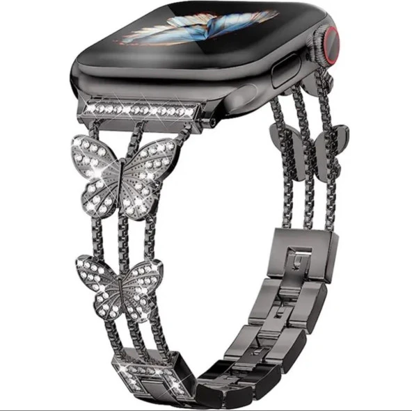 Apple Watch Seri 2/3/4/5/6/7/8/9/se 38 40 41mm Uyumlu Metal Ayarlanabilir Kelebekli Kordon - 4