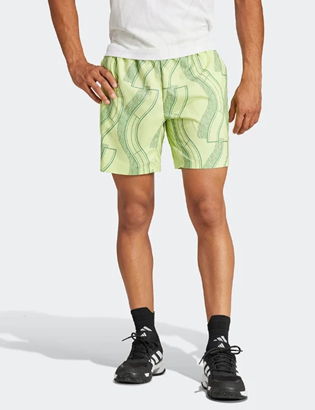 adidas Men's Club Graphic Tennis Short Pulse Lime and Preloved Green Deniz Şortu IL7390 - Resim 2