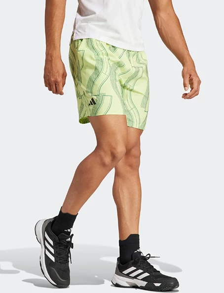 adidas Men's Club Graphic Tennis Short Pulse Lime and Preloved Green Deniz Şortu IL7390 - Resim 4