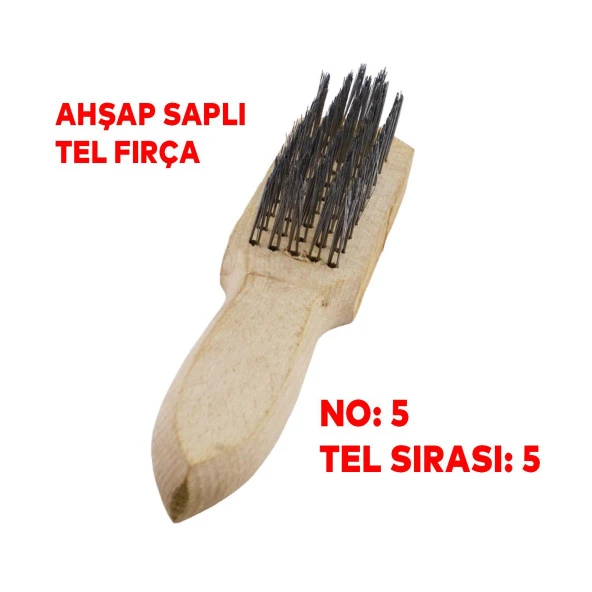 Tel Fırça Ahşap Saplı Kir Pas Mangal Barbekü Izgara Çok Amaçlı Temizleme Fırçası No 5 - 4