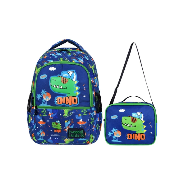 Waddell Dino Desenli Embos İlkokul Çantası Beslenme Çantalı 24201
