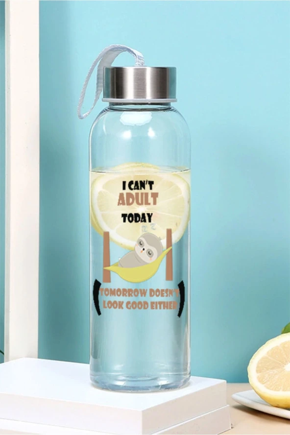 500 Ml Matara - Koala Desen Motivasyon Matarası - Sticker Cam Sul