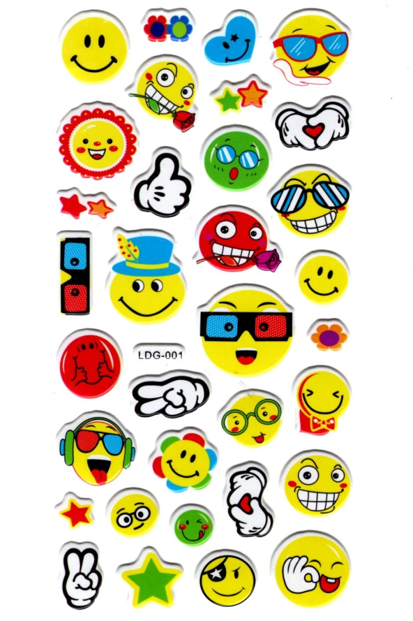 Sticker Kabartmalı Stiker Defter, Planlayıcı Etiket (Ldg001)-17x9 cm - Havalı Emoji