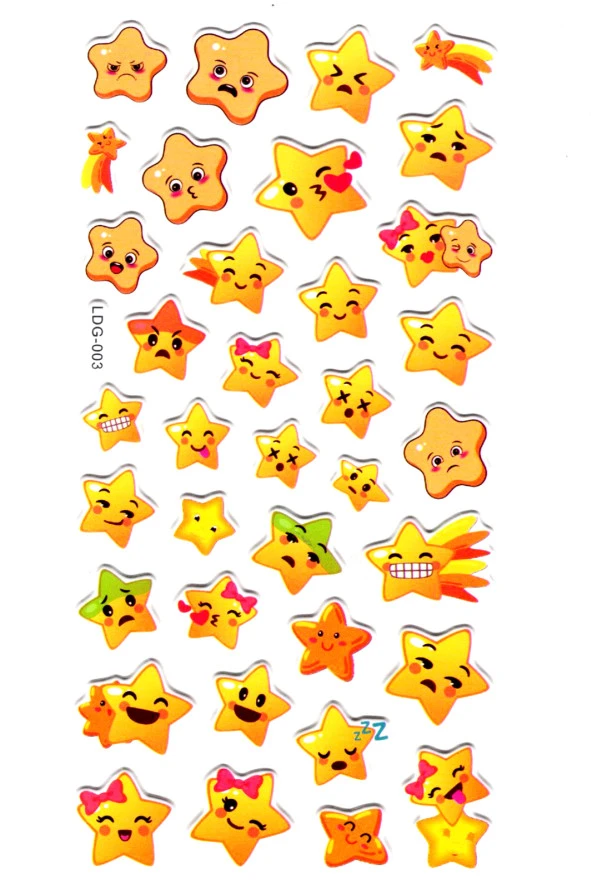 Sticker Kabartmalı Stiker Defter, Planlayıcı Etiket (Ldg003)-17x9 cm - Yıldız Emoji