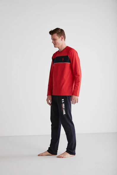 U.S. Polo Assn. 18721 Erkek Kırmızı Yuvarlak Yaka Pijama Takımı - 3