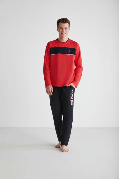 U.S. Polo Assn. 18721 Erkek Kırmızı Yuvarlak Yaka Pijama Takımı