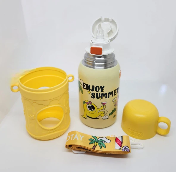 Shotay ST-8817 Cartoon 480ML Termos Matara Sarı - 2