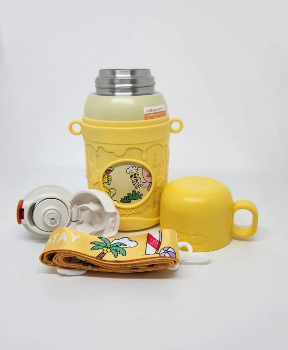 Shotay ST-8817 Cartoon 480ML Termos Matara Sarı - 3