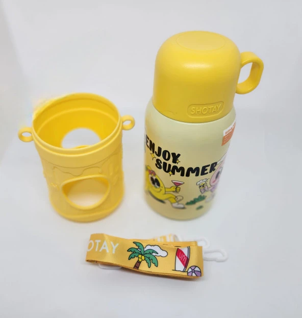 Shotay ST-8817 Cartoon 480ML Termos Matara Sarı - 4