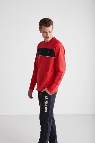 U.S. Polo Assn. 18721 Erkek Kırmızı Yuvarlak Yaka Pijama Takımı - 4