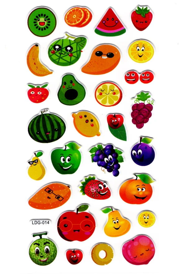 Sticker Kabartmalı Stiker Defter, Planlayıcı Etiket (Ldg014)-17x9 cm - Meyveler