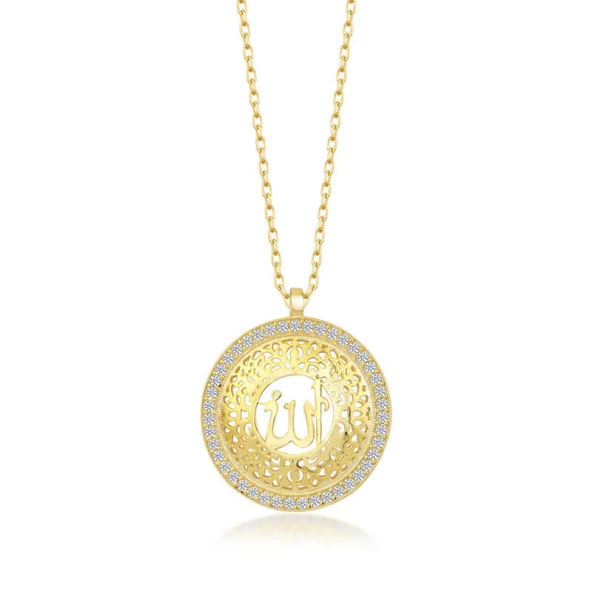 Gümüş Gold Allah Yazılı Kadın Kolye ürün görseli 1