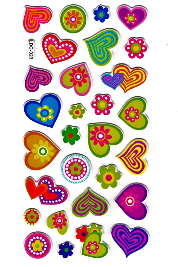 Sticker Kabartmalı Stiker Defter, Planlayıcı Etiket (Ldg023)-17x9 cm- Desenli Kalp