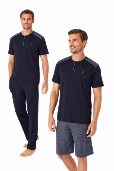 U.S. Polo Assn. 12032 Erkek 3'Lü Pijama Takım