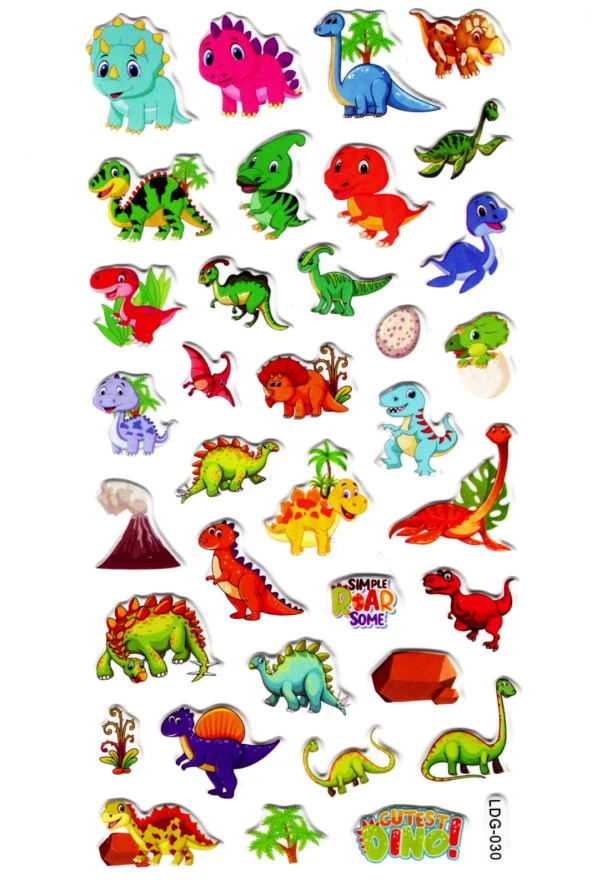 Sticker Kabartmalı Stiker Defter, Planlayıcı Etiket (Ldg030)-17x9 cm- Dinozor