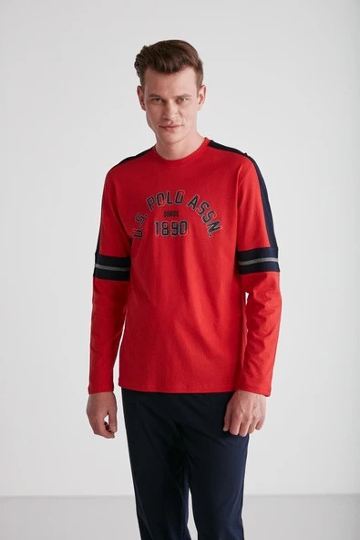 U.S. Polo Assn. 18727 Erkek Kırmızı Yuvarlak Yaka Pijama Takımı - 3