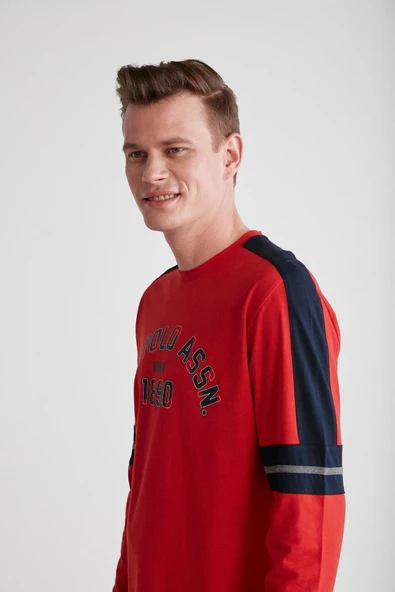 U.S. Polo Assn. 18727 Erkek Kırmızı Yuvarlak Yaka Pijama Takımı - 5