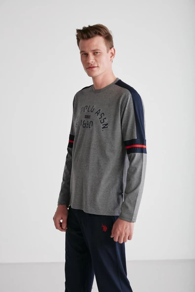 U.S. Polo Assn. 18727 Erkek Kırmızı Yuvarlak Yaka Pijama Takımı - 11