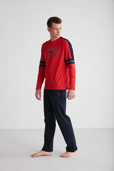 U.S. Polo Assn. 18727 Erkek Kırmızı Yuvarlak Yaka Pijama Takımı - 4