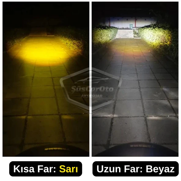 Nissan Juke 2010-2014 Makyajsız Kasa Uyumlu Mercekli Far Ampulü Led Xenon Çift Renk Sarı-Beyaz Far Şimşek Etkili CSP Led Lamba Uzun Kısa 2 Adet Takım - 4