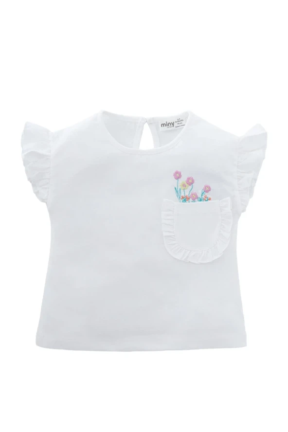 Minycenter Kız Bebek Tshirt 24K007 Beyaz