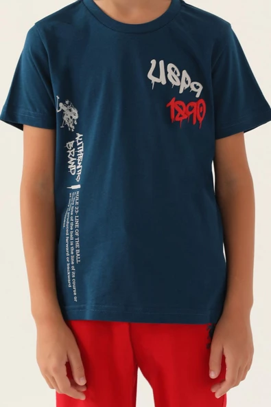 U.S. Polo Assn. 1751 Lisanslı Clothing Lacivert Erkek Çocuk Bermuda Takım - 4